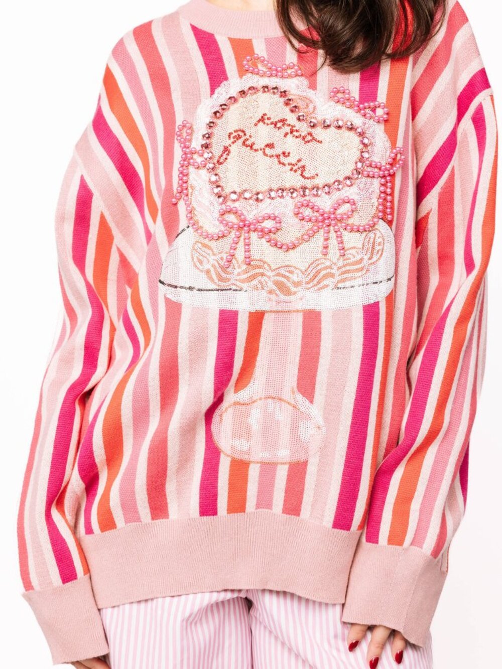 Pink Striped XOXO Queen Heart Cake Sweater
